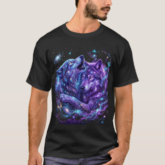 Mystieke Galaxy Wolf Hoodie – Blauwe Kosmische Wol T-shirt
