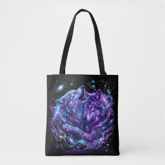 Mystieke Galaxy Wolf Hoodie – Blauwe Kosmische Wol Tote Bag