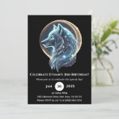 Mystieke Galaxy Wolf Kids Verjaardag Uitnodiging (Staand voorkant)