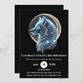 Mystieke Galaxy Wolf Kids Verjaardag Uitnodiging (Voorkant / Achterkant)