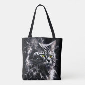 Mystieke gebroken licht kat kunst tote tas (Achterkant)
