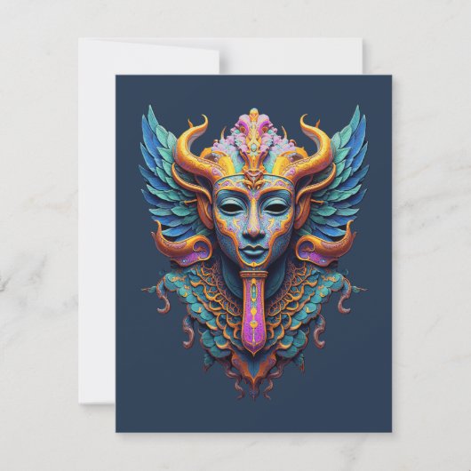 Mystieke gevleugelde godheid RSVP kaartje (Voorkant)