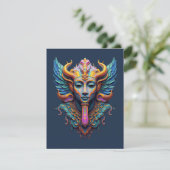 Mystieke gevleugelde godheid RSVP kaartje (Staand voorkant)