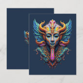 Mystieke gevleugelde godheid RSVP kaartje (Voorkant / Achterkant)