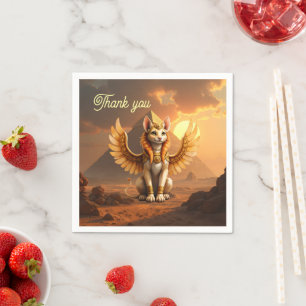 Mystieke gevleugelde kat Sfinx – Egyptische fantas Servet