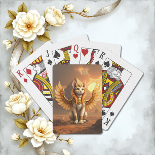 Mystieke gevleugelde kat Sphinx - Egyptische fanta Pokerkaarten