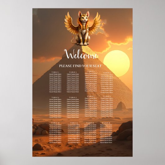 Mystieke gevleugelde kat Sphinx - Egyptische fanta Poster (Voorkant)