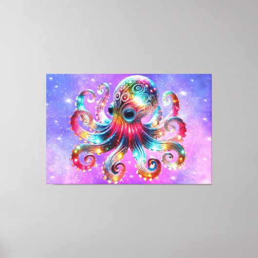 Mystieke gloeiende octopus canvas afdruk (Voorkant)