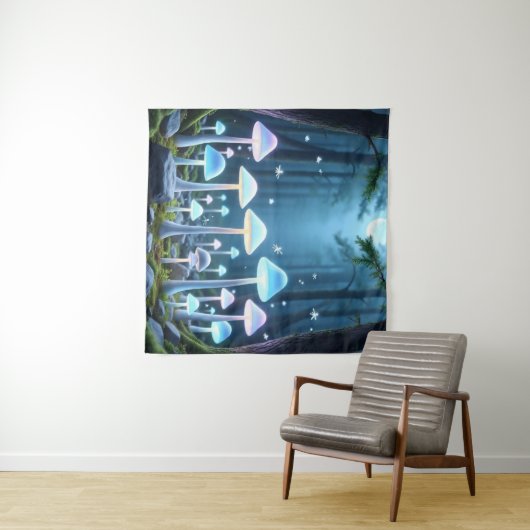 Mystieke gloeiende paddenstoelen wandkleed (In Situ (horizontaal))