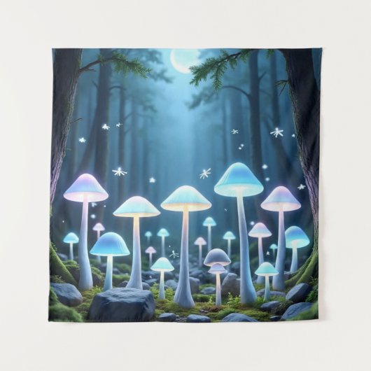 Mystieke gloeiende paddenstoelen wandkleed (Voorkant)