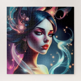 Mystieke gloeiende vrouw portret puzzel puzzel