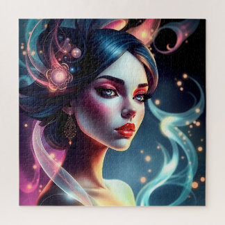 Mystieke gloeiende vrouw portret puzzel puzzel