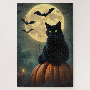 Mystieke Glowende Zwarte Kat Puzzel – Halloween Ma