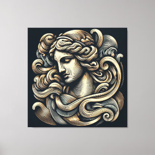Mystieke Godin -  gegraveerde lijnkunst Canvas Afdruk