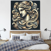 Mystieke Godin -  gegraveerde lijnkunst Canvas Afdruk (Insitu (Slaapkamer))