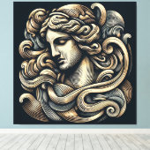 Mystieke Godin -  gegraveerde lijnkunst Canvas Afdruk (Insitu (Houten vloer))