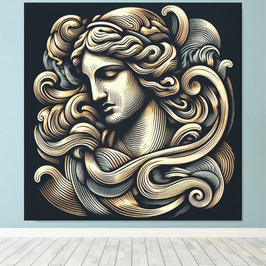 Mystieke Godin -  gegraveerde lijnkunst Canvas Afdruk (Insitu (Houten vloer))