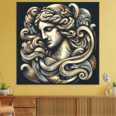 Mystieke Godin -  gegraveerde lijnkunst Canvas Afdruk (Insitu (Woonkamer))