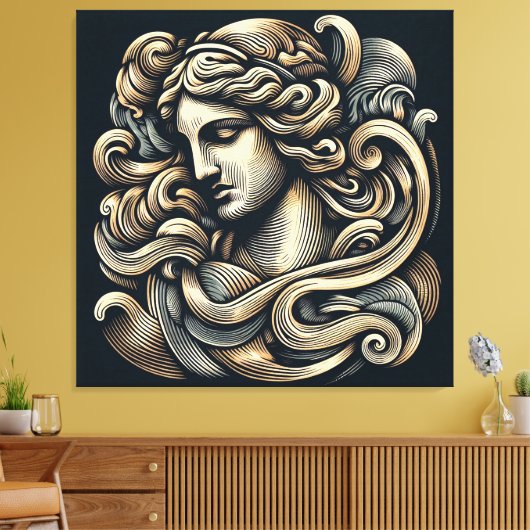 Mystieke Godin -  gegraveerde lijnkunst Canvas Afdruk (Insitu (Woonkamer))