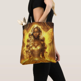 Mystieke godin van het licht met stralende sprookj tote bag