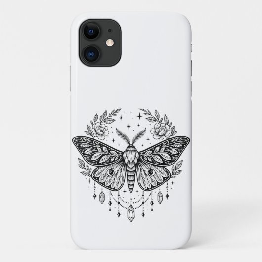 Mystieke gotische mot botanische hemelse lijnkunst Case-Mate iPhone case (Achterkant)