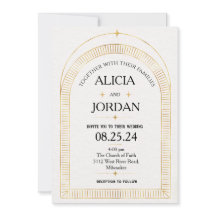 Mystieke gouden astronomie bruiloft uitnodiging