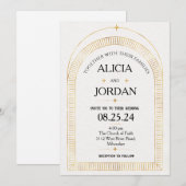 Mystieke gouden astronomie bruiloft uitnodiging (Voorkant / Achterkant)