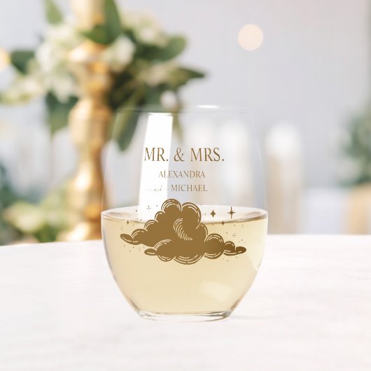 Mystieke gouden hemelse bruiloft wijnglas zonder voet (Insitu (Huwelijk))