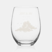 Mystieke gouden hemelse bruiloft wijnglas zonder voet (Achterkant)