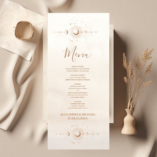 Mystieke Gouden Hemelse Sterren Bruiloft Menu