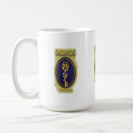 Mystieke Gouden Sleutel & Bloei: Elegant Logo Ontw Koffiemok