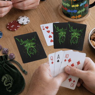 Mystieke Greenman Bosgeest Blad Gezicht Fantasie Speelkaarten