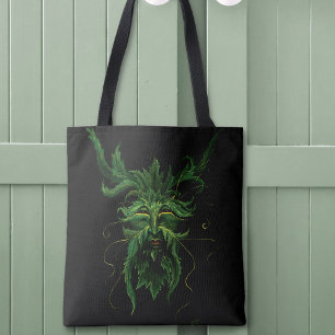 Mystieke Greenman Bosgeest Blad Gezicht Fantasie Tote Bag