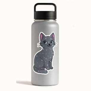 Mystieke Grijze Glitterkat  Sticker
