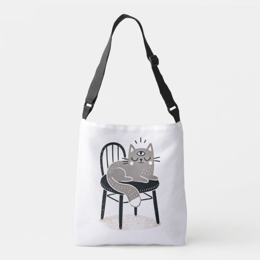 Mystieke Grijze Kat Slapen Met Derde Oog Open Crossbody Tas (Achterkant)