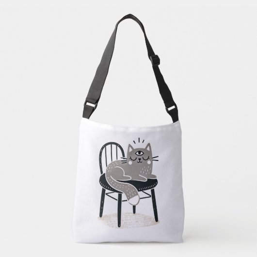 Mystieke Grijze Kat Slapen Met Derde Oog Open Crossbody Tas (Voorkant)