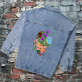 Mystieke Groene Chinese Draak Bloemig Marineblauw Denim Jacket