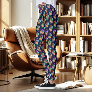 Mystieke Groene Chinese Draak Bloemig Marineblauw Leggings