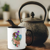 Mystieke Groene Chinese Draak Bloemig Marineblauw