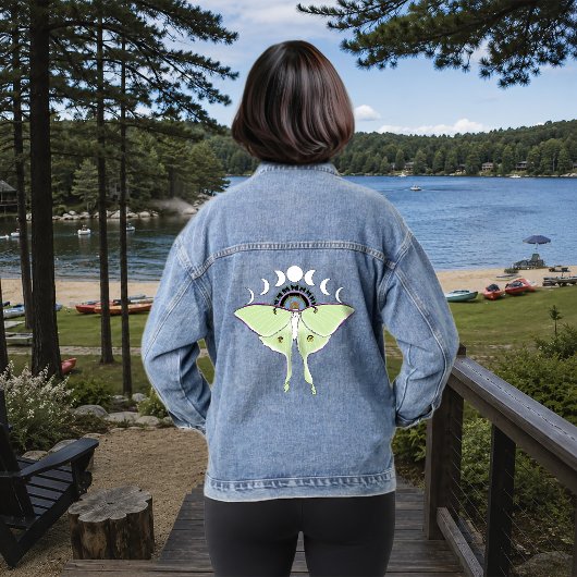 Mystieke Groene Etherische Maanvlinder Hemels Denim Jacket