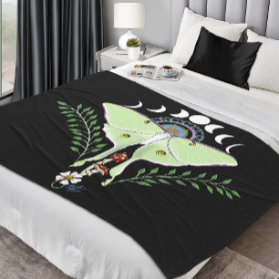 Mystieke Groene Etherische Maanvlinder Hemels Fleece Deken