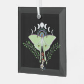 Mystieke Groene Etherische Maanvlinder Hemels Glas Ornament (Voorkant links)