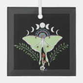 Mystieke Groene Etherische Maanvlinder Hemels Glas Ornament (Voorkant)
