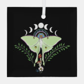 Mystieke Groene Etherische Maanvlinder Hemels Glas Ornament (Achterkant)