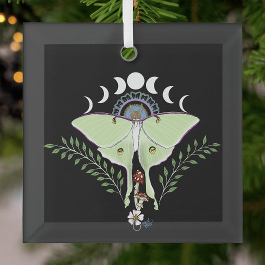 Mystieke Groene Etherische Maanvlinder Hemels Glas Ornament
