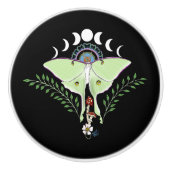 Mystieke Groene Etherische Maanvlinder Hemels Keramische Knop (Voorkant)