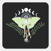 Mystieke Groene Etherische Maanvlinder Hemels Vierkante Sticker (Voorkant)