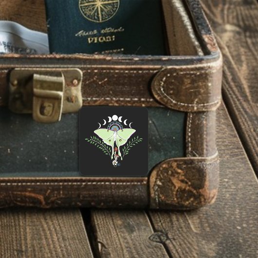 Mystieke Groene Etherische Maanvlinder Hemels Vierkante Sticker