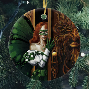 Mystieke Groene Keltische Fee Geheime Wachtwoord I Keramisch Ornament