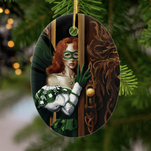 Mystieke Groene Keltische Fee Geheime Wachtwoord I Keramisch Ornament